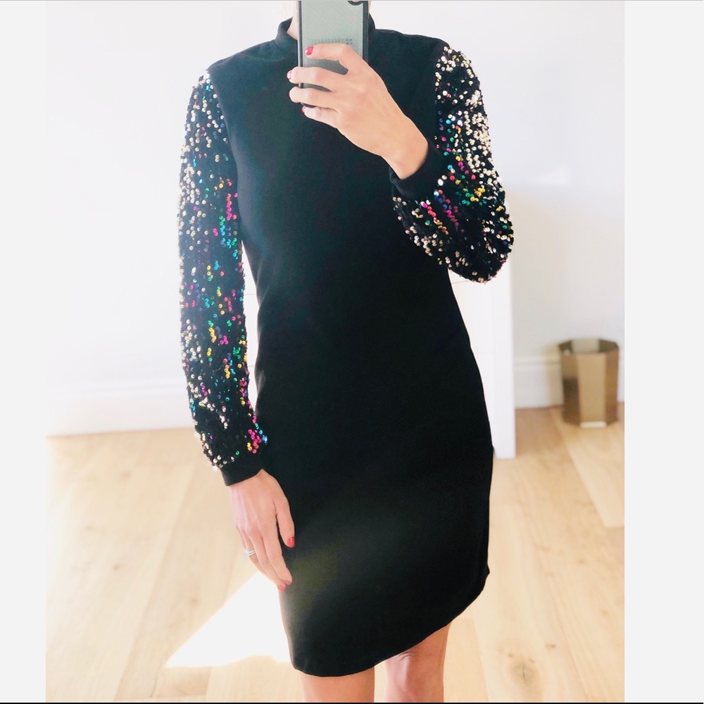 PHILADELPHIA Holiday Dress Long Sequin Sleeves - Picture 7 of 11